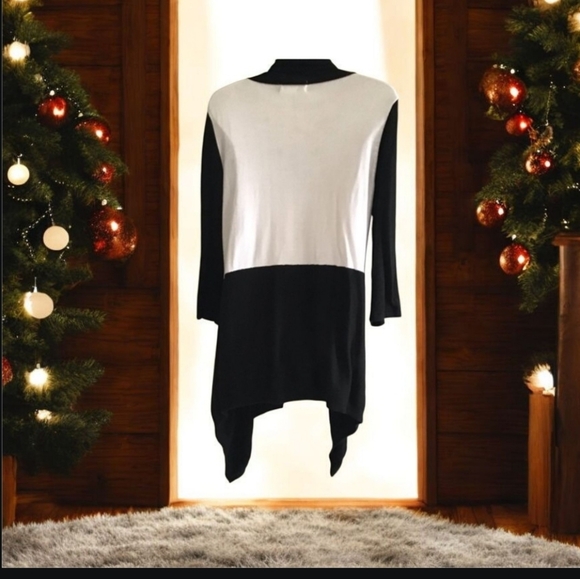 Lauren Michelle cardigan black white open front size L 🌹great look sharp - Picture 2 of 8